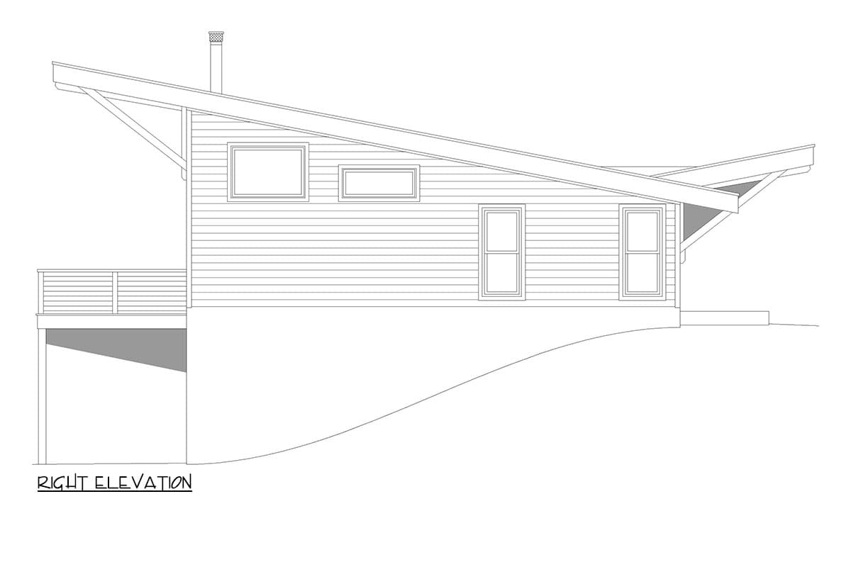 Plan 680380VR: Contemporary Lake House Plan wit Drive-Under Garage and Workshop - 1000 Sq Ft - Image #5 - Carriage, Contemporary, Modern, Mountain
