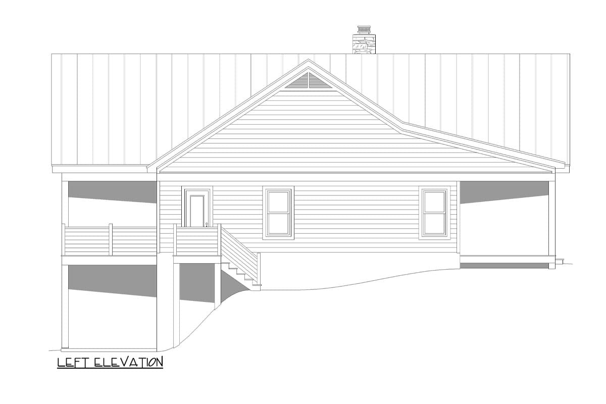 Plan 680382VR: Lake House Plan Vaulted Front To Back with Lower Level Expansion - 1664 Sq Ft - Image #4 - Country, Mountain, Ranch