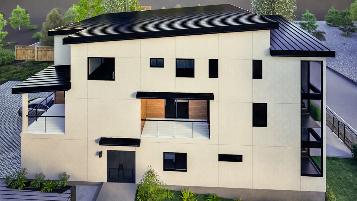 Plan 307709RAD: 3-Story Modern Triplex House Plan with 2 Beds For Each Unit - 6615 Sq Ft - Image #5 - Contemporary, Modern