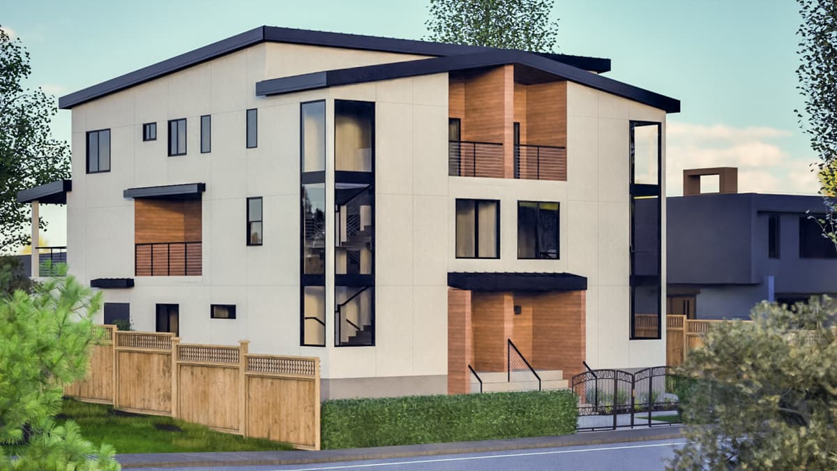 Plan 307709RAD: 3-Story Modern Triplex House Plan with 2 Beds For Each Unit - 6615 Sq Ft - Image #6 - Contemporary, Modern