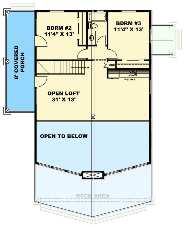 Plan 350081GH: Mountain House Plan with Upstairs Loft with Porch Access - 2394 Sq Ft - Floor Plan - 2nd Floor - Craftsman, Mountain