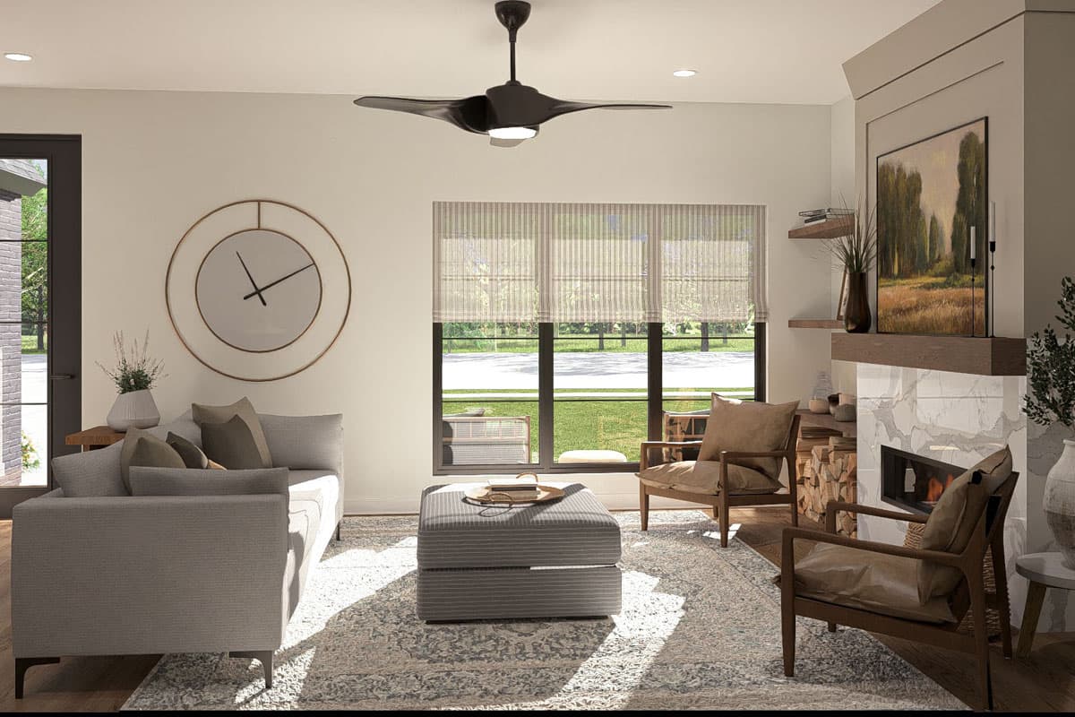 Plan 623398DJ: 3-Bed Modern Cottage House Plan with Split Bedroom Floor Plan - 1658 Sq Ft - Image #9 - Cottage, New American, Ranch, Transitional