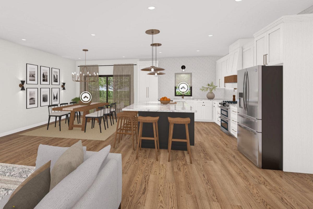 Plan 623398DJ: 3-Bed Modern Cottage House Plan with Split Bedroom Floor Plan - 1658 Sq Ft - Virtual Tour Cover Image - Cottage, New American, Ranch, Transitional