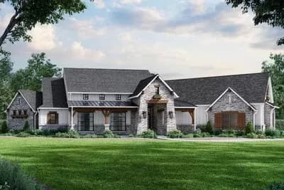Charming 4-Bed French Country Farmhouse Plan with Spacious Outdoor Living - 3503 Sq Ft