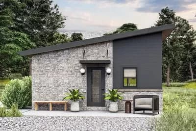 Modern 1-Bed ADU Cottage House Plan - 574 Sq Ft