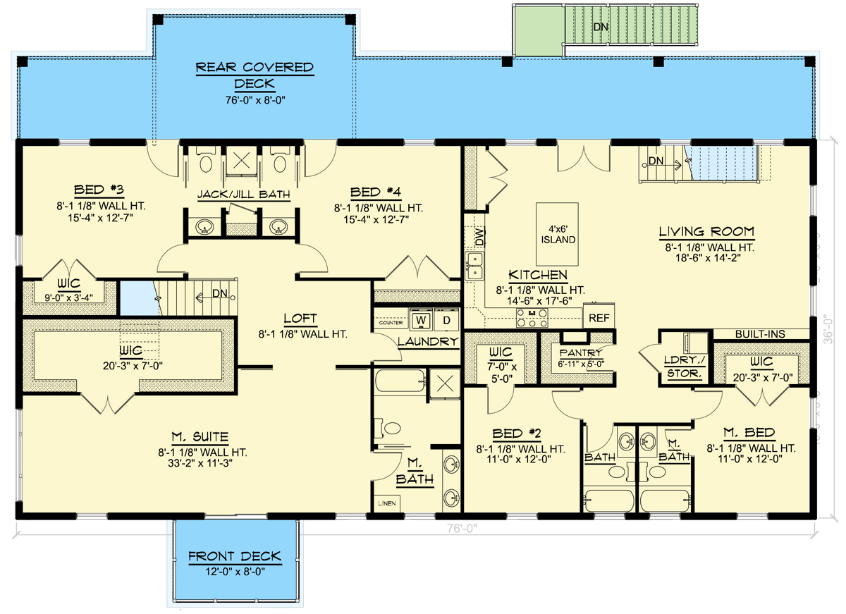 Plan 135260GRA: 5-Bed Barndominium House Plan with 2-Bed Apartment Above Garage - 4528 Sq Ft - Floor Plan - 2nd Floor - Barndominium, Country, Farmhouse, Modern Farmhouse, Southern