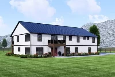 5-Bed Barndominium House Plan with 2-Bed Apartment Above Garage - 4528 Sq Ft