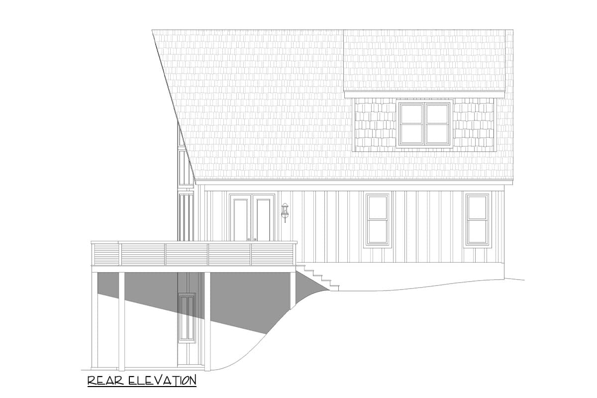 Plan 680384VR: 2-Story Mountain House Plan with 2-Story Great Room - 1658 Sq Ft - Image #4 - Country, Mountain, New American, Vacation
