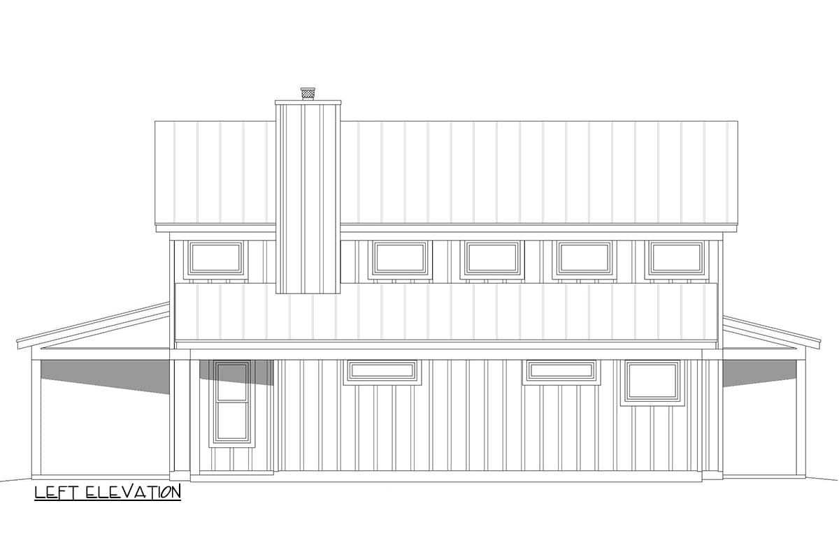 Plan 680386VR: 2-Story Barndominium Style House Plan with Vaulted Interior - 2159 Sq Ft - Image #4 - Barndominium, Modern Farmhouse