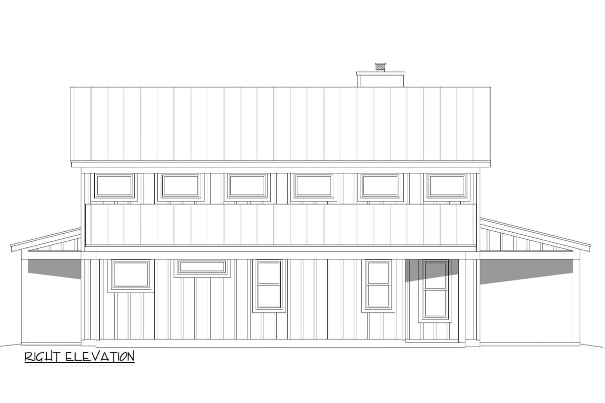 Plan 680386VR: 2-Story Barndominium Style House Plan with Vaulted Interior - 2159 Sq Ft - Image #6 - Barndominium, Modern Farmhouse