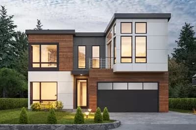 Two-Story Modern House Plan with Vaulted Bonus Room Above - 3691 Sq Ft