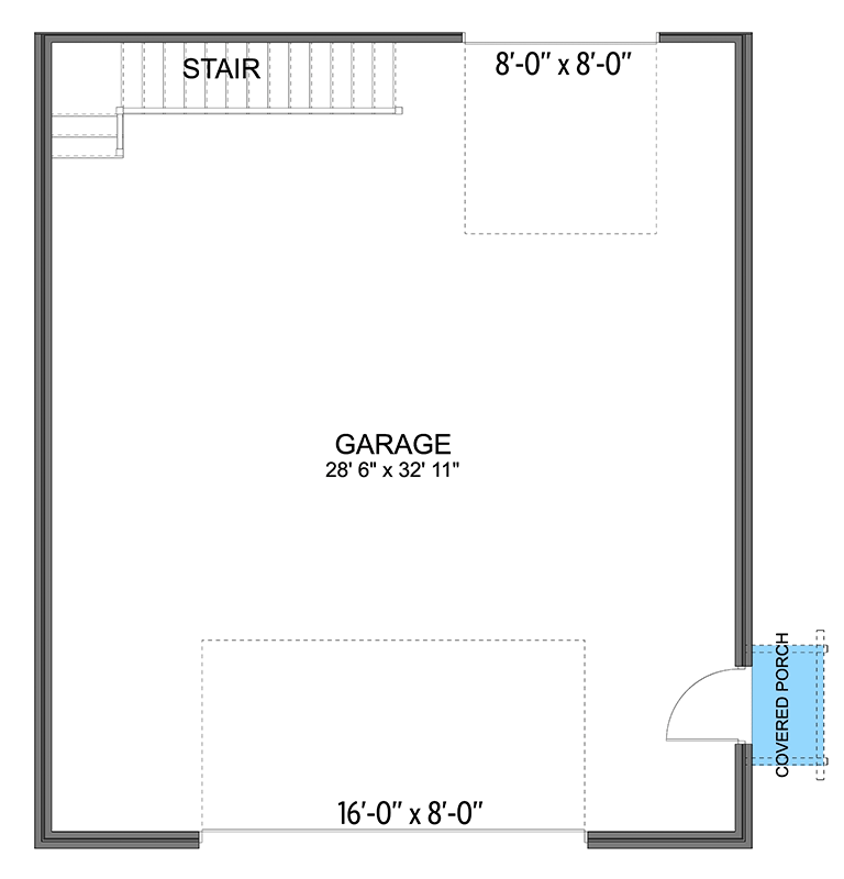 Plan 61518UT: Traditional 2-Bay Garage with Bonus Above - 1020 Sq Ft - Floor Plan - Main Level - Traditional