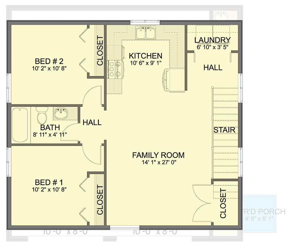 Plan 61519UT: 2-Car Detached Garage Apartment Plan with Upstairs Living - 882 Sq Ft - Floor Plan - 2nd Floor - Traditional