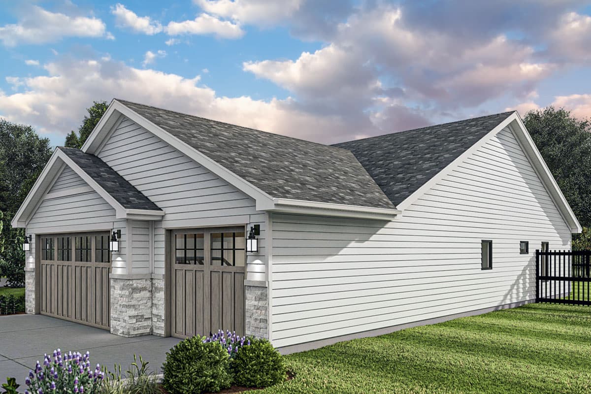 Plan 623401DJ: 3-Bedroom Craftsman House Plan Oversized 3-Car Garage - 1689 Sq Ft - Image #6 - Craftsman, Ranch, Traditional