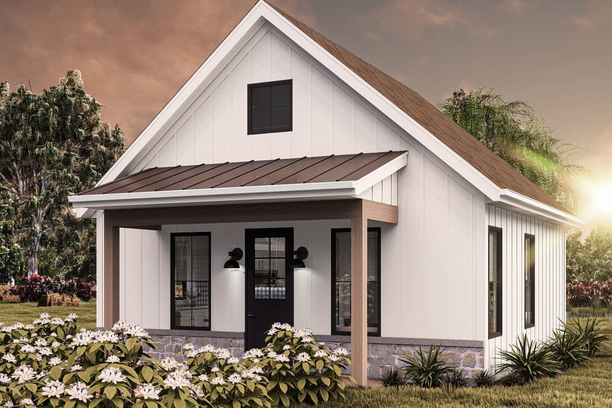 Plan 623402DJ: 1-Bed ADU House Plan with Cathedral Ceilings - 593 Sq Ft - Image #7 - Cottage, Country, Modern Farmhouse