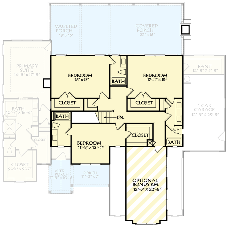 Plan 940006JNK: Two-Story Transitional House Plan with Main Floor Master Suite - 3251 Sq Ft - Floor Plan - 2nd Floor - Mid Century Modern, Modern Farmhouse, Southern, Transitional