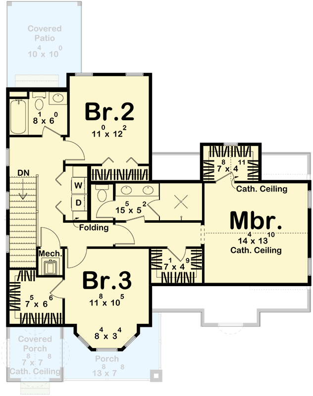 Plan 623403DJ: 3-Bed Victorian-Style Home Plan with 2-Car Garage - 1720 Sq Ft - Floor Plan - 2nd Floor - Traditional, Victorian