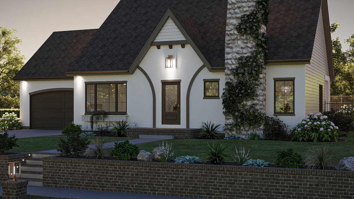 Plan 623404DJ:  3-Bed Tudor Cottage with Open Great Room - 1496 Sq Ft - Image #11 - Cottage, European, Traditional, Tudor