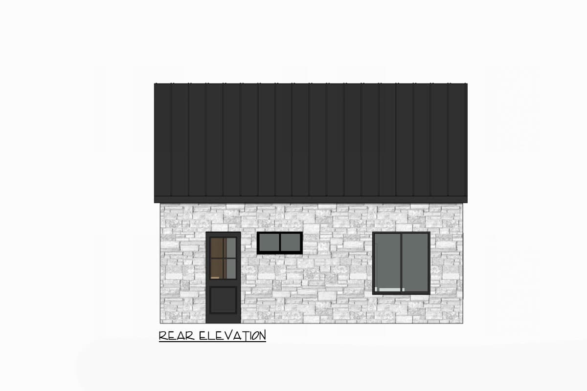 Plan 420173WNT: 1-Bed Cottage House Plan with Vaulted Living Space - 650 Sq Ft - Image #4 - Cabin, Cottage, Hill Country, Rustic