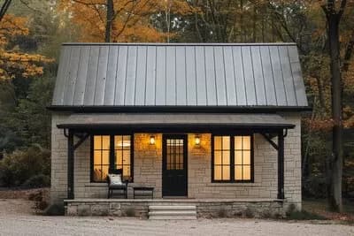 1-Bed Cottage House Plan with Vaulted Living Space - 650 Sq Ft
