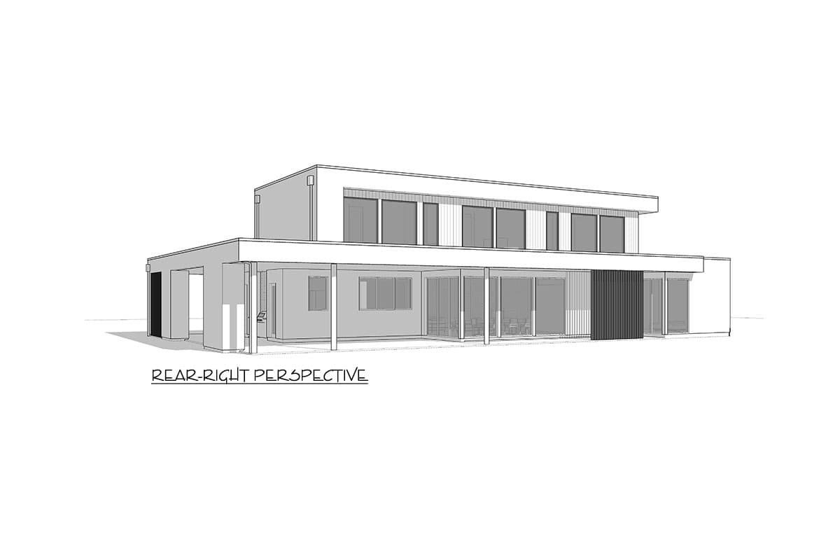 Plan 270108AF: 4-Bed Mid Century Modern House Plan with Wrap Around Porch - 4022 Sq Ft - Image #19 - Contemporary, Mid Century Modern, Modern