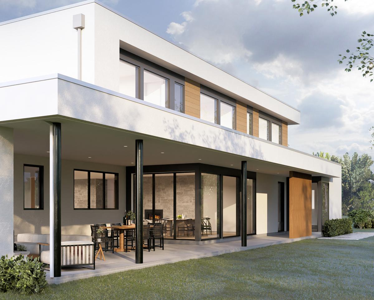 Plan 270108AF: 4-Bed Mid Century Modern House Plan with Wrap Around Porch - 4022 Sq Ft - Image #4 - Contemporary, Mid Century Modern, Modern