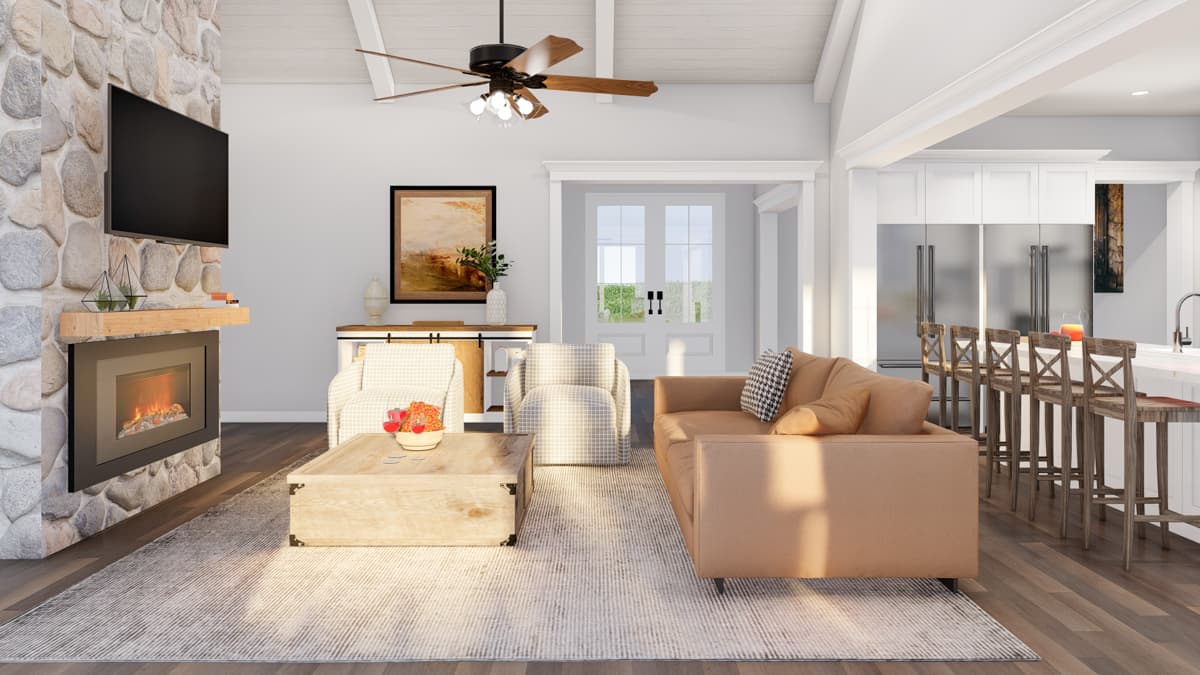 Plan 70890MK: 3-Bed Modern Farmhouse Plan with Main Level Master and Bunk Room - 2650 Sq Ft - Image #4 - Country, Farmhouse, Modern Farmhouse, New American