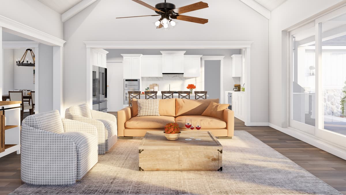 Plan 70890MK: 3-Bed Modern Farmhouse Plan with Main Level Master and Bunk Room - 2650 Sq Ft - Image #5 - Country, Farmhouse, Modern Farmhouse, New American