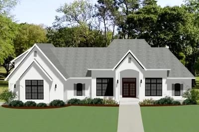 Expansive and Expandable Transitional House Plan with 4 Bedrooms - 3443 Sq Ft