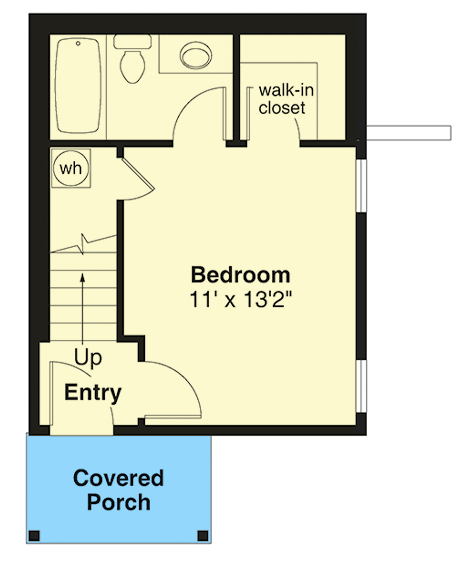 Plan 72424DA: Simple 1 Bedroom House Plan for an Up-Sloping Lot - 703 Sq Ft - Floor Plan - Ground (Lower) Level - Cabin, Cottage, Traditional