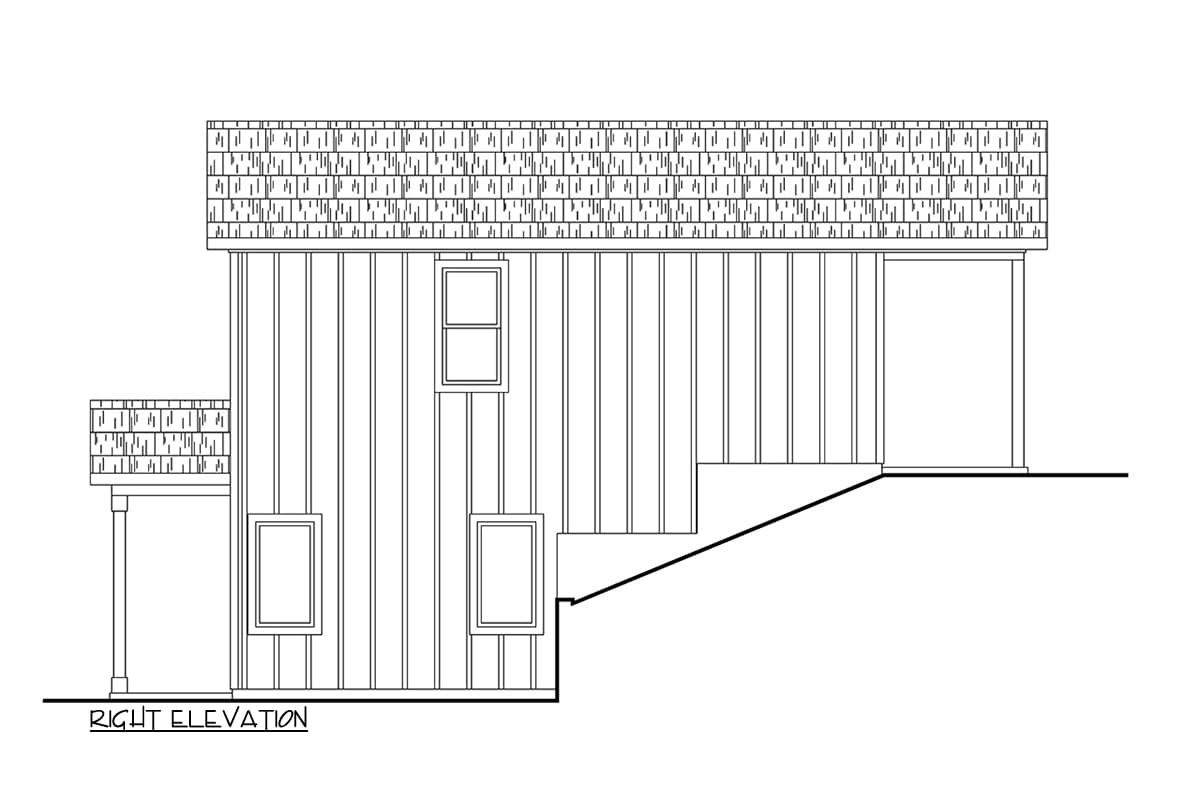 Plan 72424DA: Simple 1 Bedroom House Plan for an Up-Sloping Lot - 703 Sq Ft - Image #10 - Cabin, Cottage, Traditional