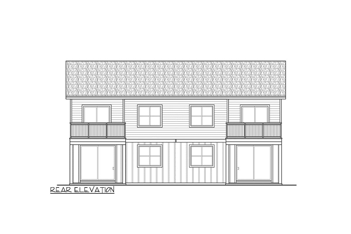 Plan 72428DA: Contemporary Duplex House Plan with Two Story 3 Bedroom Units - 1783 Sq Ft Each - Image #4 - Contemporary, Mid Century Modern, New American
