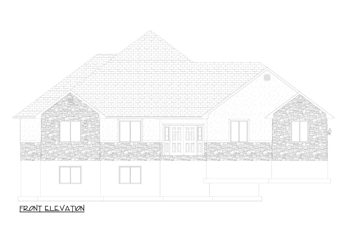 Plan 61521UT: 3 Bedroom House Plan with 3-Bay Garage and Lower Level Expansion - 2190 Sq Ft - Image #8 - Hill Country, Ranch, Traditional