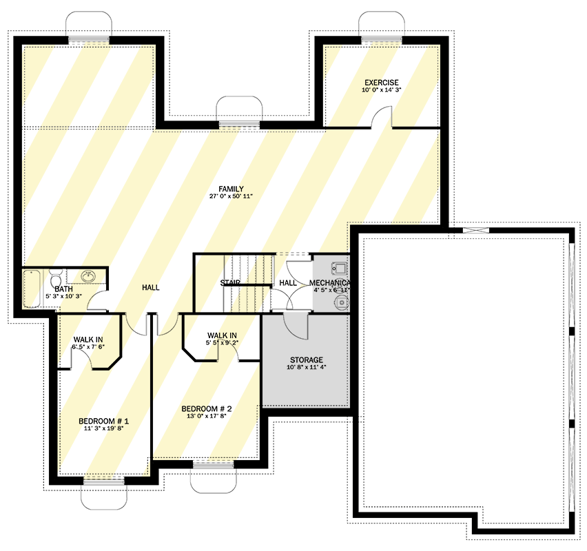 Plan 61521UT: 3 Bedroom House Plan with 3-Bay Garage and Lower Level Expansion - 2190 Sq Ft - Floor Plan - Optionally Finished Lower Level - Hill Country, Ranch, Traditional