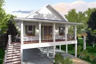 3-Bed Elevated Coastal Cottage House Plan - 1430 Sq Ft