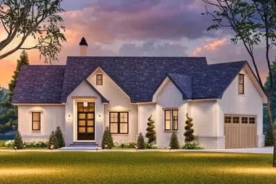 Modern Craftsman House Plan with Angled Garage with Expansion Above - 1868 Sq Ft