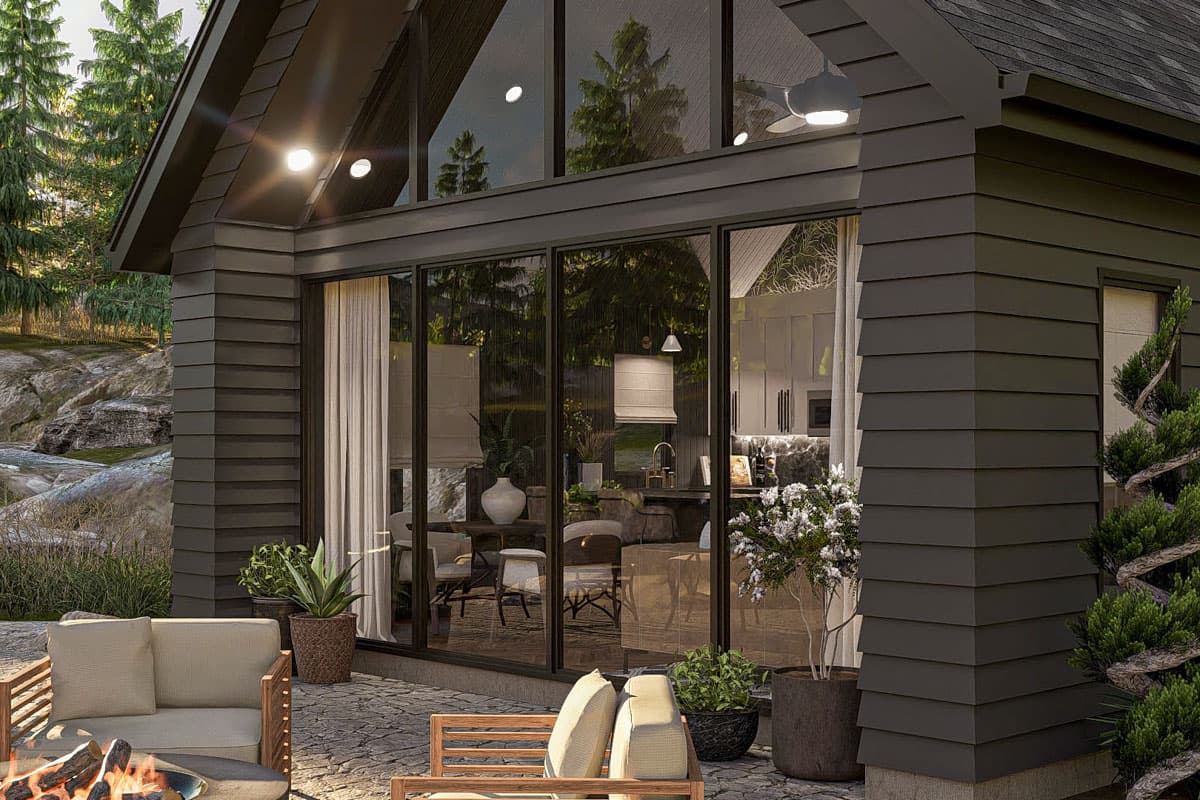 Plan 623405DJ: 1-Bed Modern ADU House Plan with Cathedral Ceilings - 654 Sq Ft  - Image #9 - Cabin, Cottage, Vacation