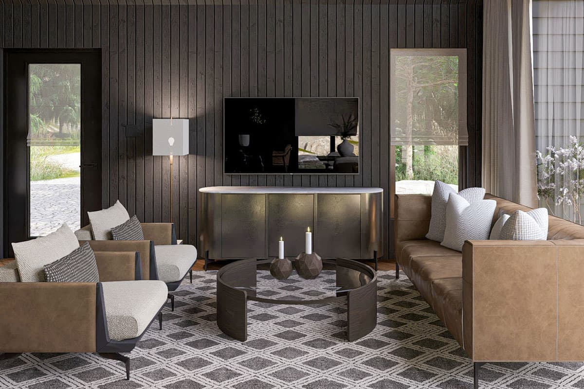 Plan 623405DJ: 1-Bed Modern ADU House Plan with Cathedral Ceilings - 654 Sq Ft  - Image #14 - Cabin, Cottage, Vacation