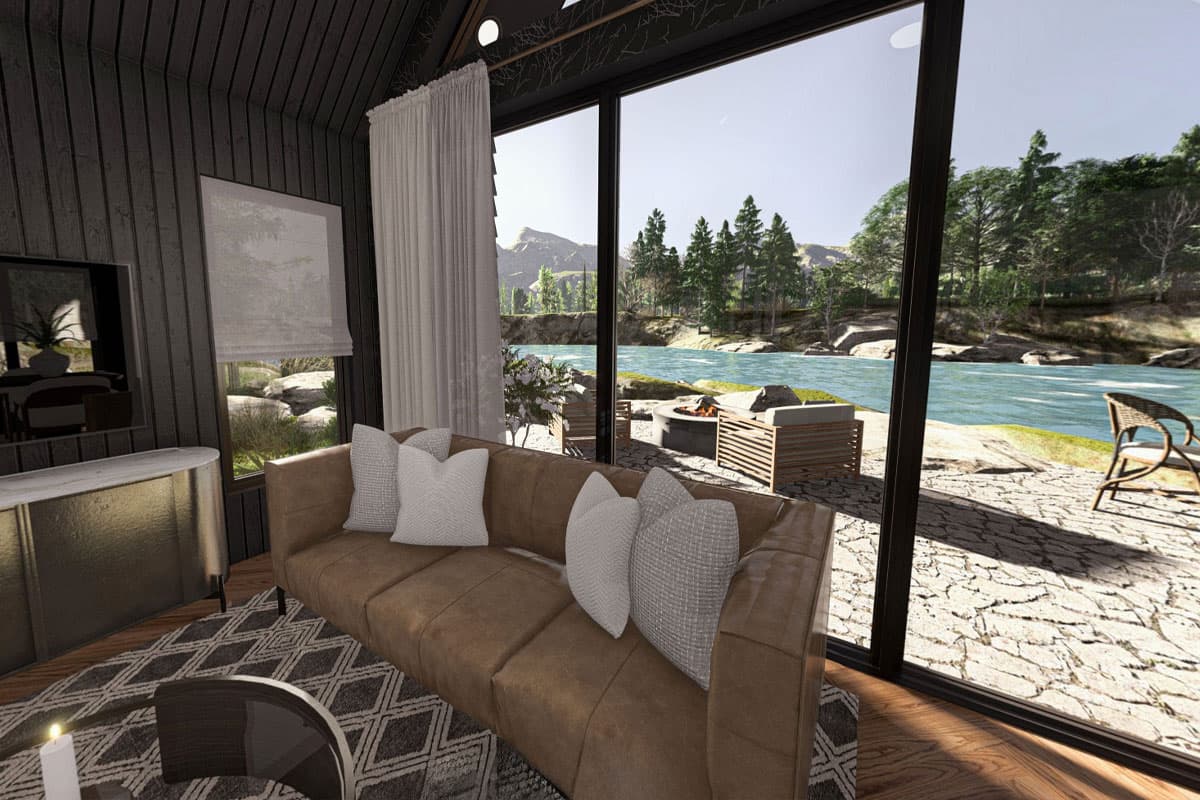Plan 623405DJ: 1-Bed Modern ADU House Plan with Cathedral Ceilings - 654 Sq Ft  - Virtual Tour Cover Image - Cabin, Cottage, Vacation