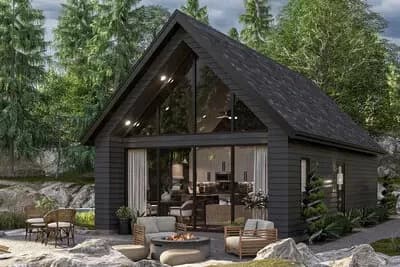 1-Bed Modern ADU House Plan with Cathedral Ceilings - 654 Sq Ft 