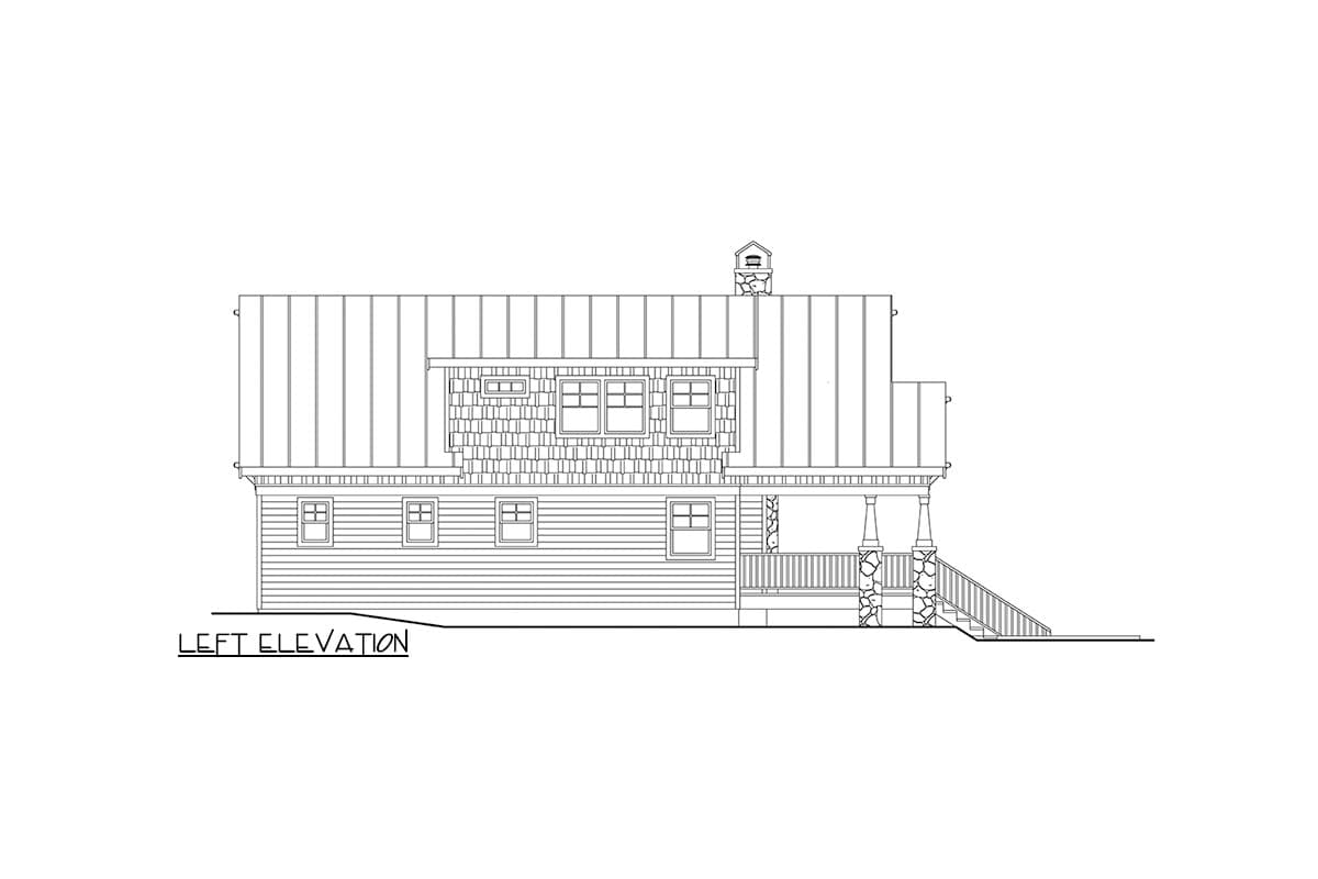 Plan 72429DA: 3 Bedroom Cabin House Plan for the Up-Sloping Lot with Wrap Around Porch - 1633 Sq Ft - Image #8 - Cabin, Cottage, Mountain