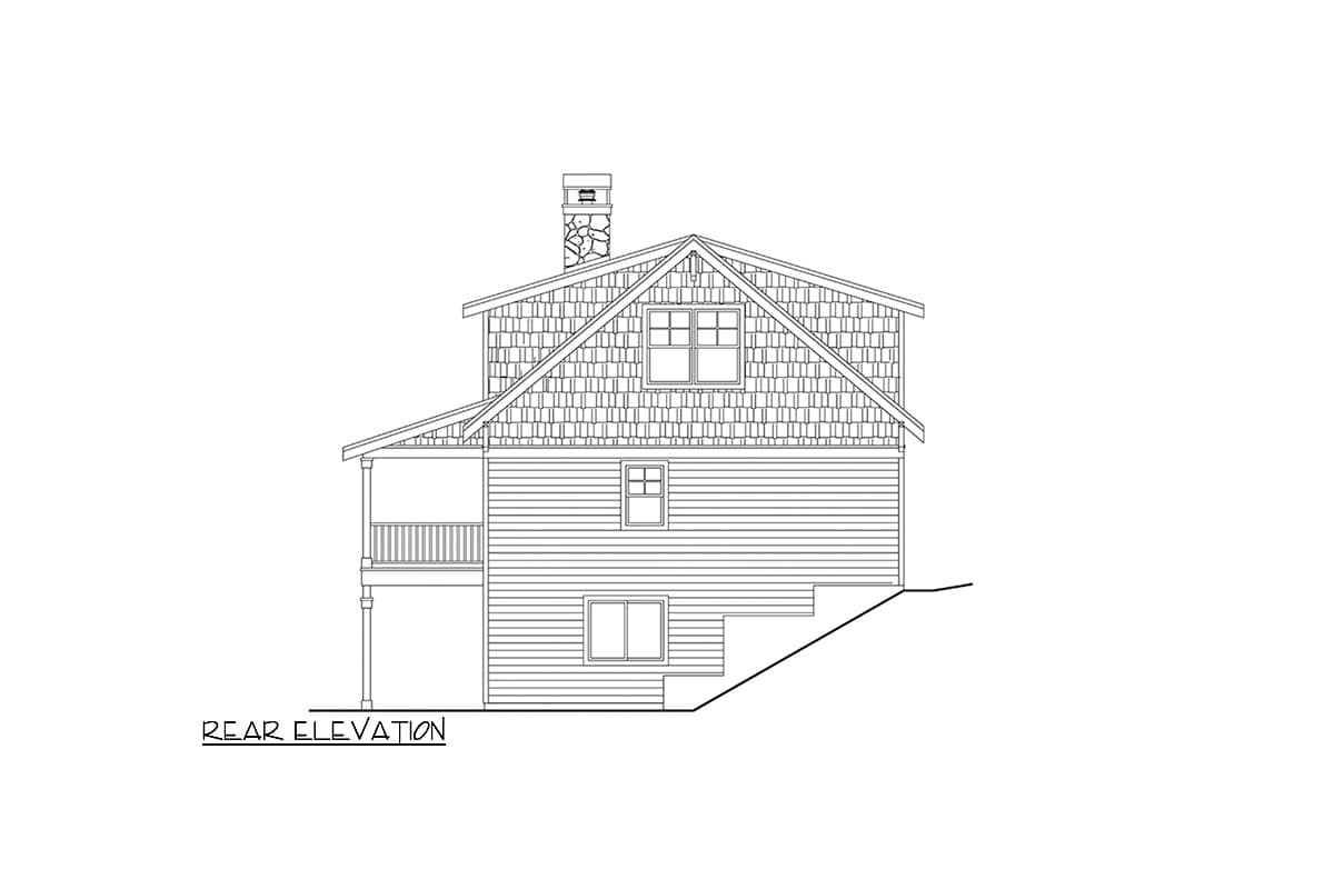 Plan 72429DA: 3 Bedroom Cabin House Plan for the Up-Sloping Lot with Wrap Around Porch - 1633 Sq Ft - Image #9 - Cabin, Cottage, Mountain