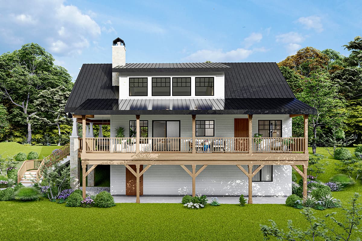 Plan 72429DA: 3 Bedroom Cabin House Plan for the Up-Sloping Lot with Wrap Around Porch - 1633 Sq Ft - Image #7 - Cabin, Cottage, Mountain