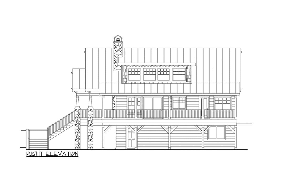 Plan 72429DA: 3 Bedroom Cabin House Plan for the Up-Sloping Lot with Wrap Around Porch - 1633 Sq Ft - Image #10 - Cabin, Cottage, Mountain