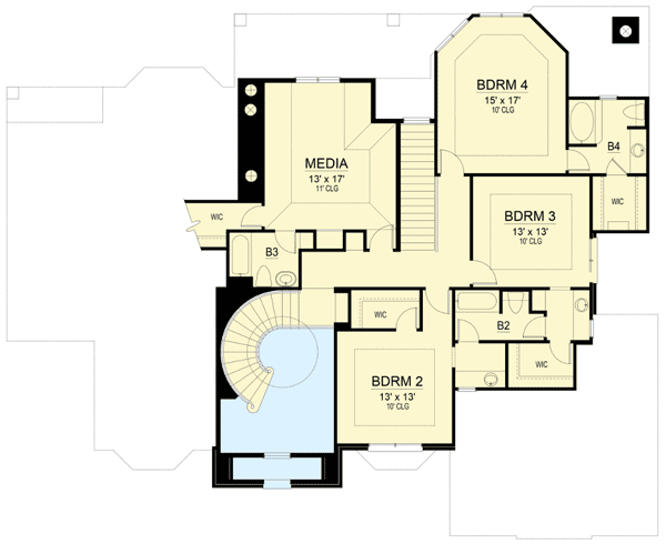 Plan 36493TX: Formal and Informal Spaces - Floor Plan - 2nd Floor - Traditional