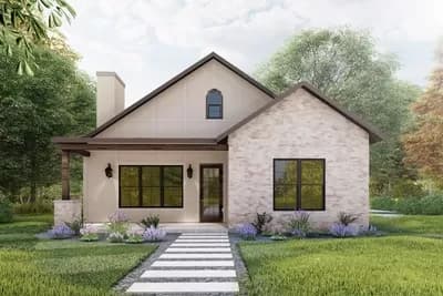 1410 Square Foot Modern Country House Plan with 2 Bedrooms