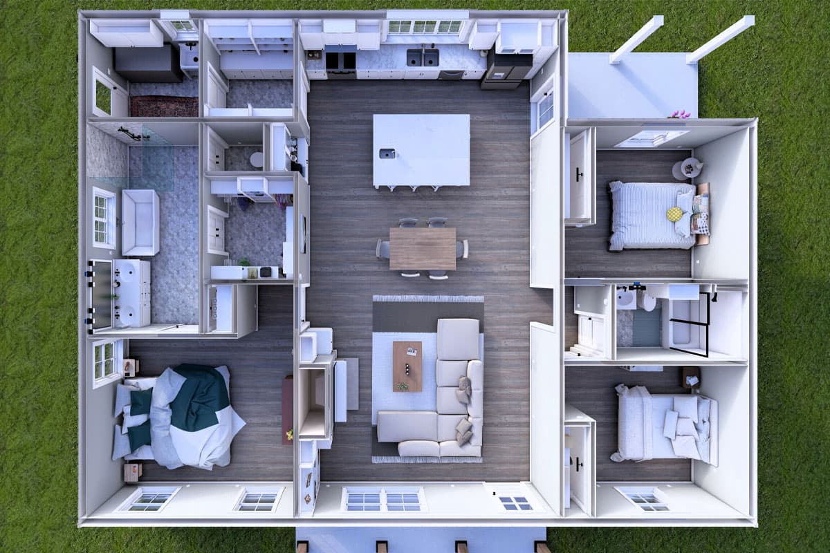 Plan 25040DH: One-Story Country House Plan with 3-Bedrooms - 1788 Sq Ft - Image #15 - Cottage, Country, Ranch