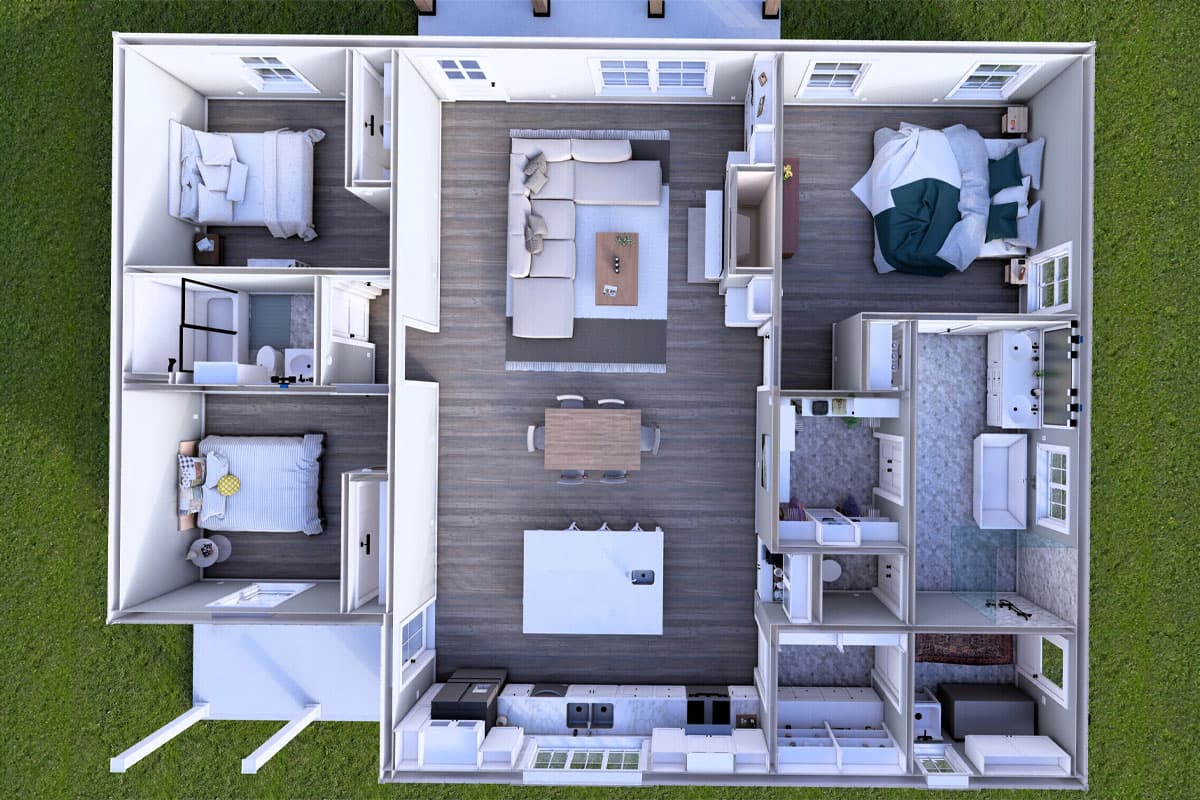 Plan 25040DH: One-Story Country House Plan with 3-Bedrooms - 1788 Sq Ft - Image #14 - Cottage, Country, Ranch