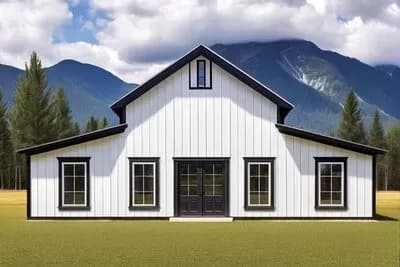Simple Barndominium House Plan with 3 Bedrooms and an Open Central Core - 1672 Sq Ft