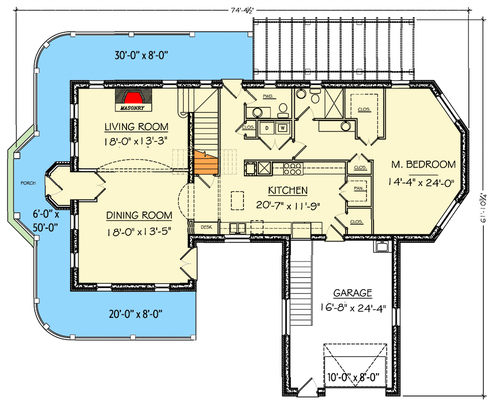 Plan 77656FB: Southern Traditional House Plan with Main Floor Master ...